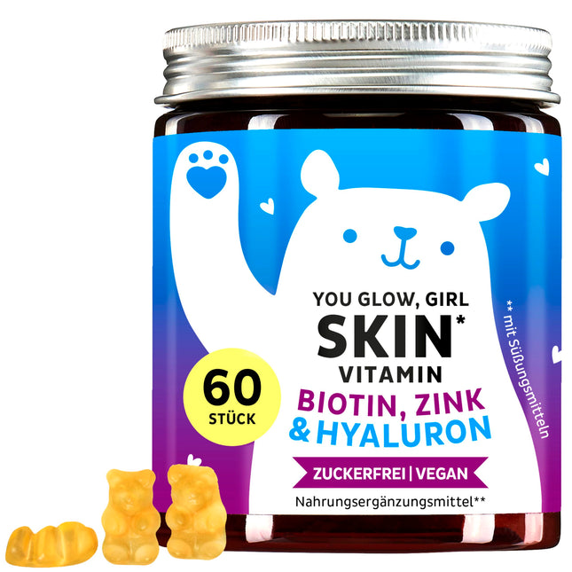 Bears with Benefits Hyaluron Gummies - Radiant skin with 100mg high-dose hyaluronic acid, vitamin C, zinc, biotin - 60 pieces - sugar-free vitamin gummies