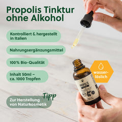 beegut ORGANIC Propolis Drops liquid without alcohol, 50ml water-soluble tincture with ORGANIC Propolis extract, standardized quality, sustainable packaging (50ml)