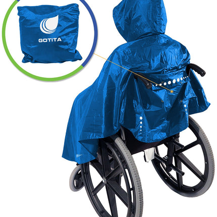 GOTITA – The wheelchair poncho – The versatile rain cover for wheelchairs – easy to use, easy to put on and take off – Italian design (Royal Blue)