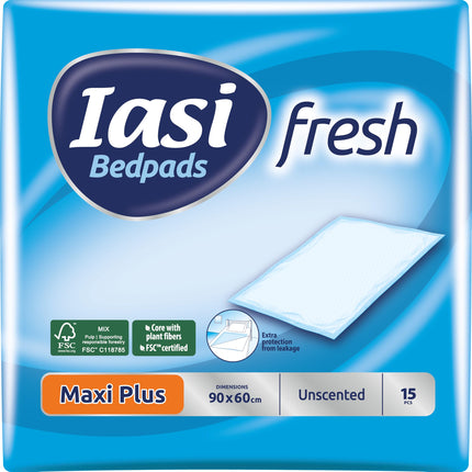 IASI Bedpad, Disposable Bed Crossbar 60x90, Maxi Plus Absorbency, Odor Control Technology, Unscented, 15 Pack