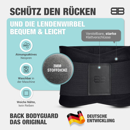 BACK BODYGUARD back belt - innovative lumbar support - back brace relieves back pressure - kidney belt for back support (black, L)