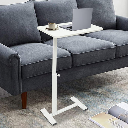 Caskunbsy Bedside Table, Overbed Table on Wheels, Height-Adjustable, Adjustable Bedside Table for Hospital and Home, Rolling Laptop Table (White)
