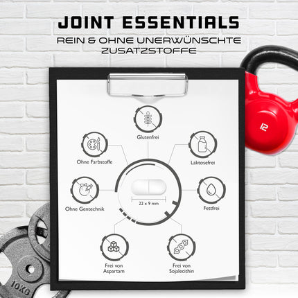 Joint Essentials - 180 Tablets - High Dose with 5100 mg per day - Glucosamine + Chondroitin + MSM + Hyaluronic Acid + Collagen + Vitamin C + Black Pepper Extract - Joint Supplement