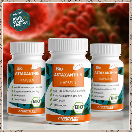 ORGANIC Astaxanthin capsules 60x - Astaxanthin high dose &amp; organic - 8 mg Astaxanthin per capsule - Algamo® Premium Astaxanthin from the blood rain algae (Haematococcus pluvialis) - laboratory tested with certificate