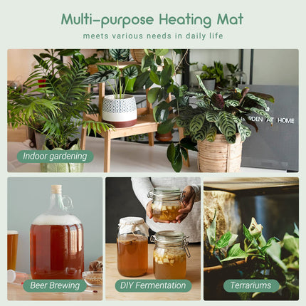 Luxbird heating mat with thermostat, timing function, plant heating mats, indoor greenhouse heating mat, IP67 waterproof heating mat, 52.7 x 25.4 cm, 30 watts