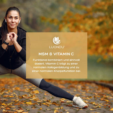 Luondu® MSM 2000mg with Vitamin C per daily dose - 365 MSM tablets high-dose - MSM sulfur tablets - MSM high-dose, vegan &amp; without additives