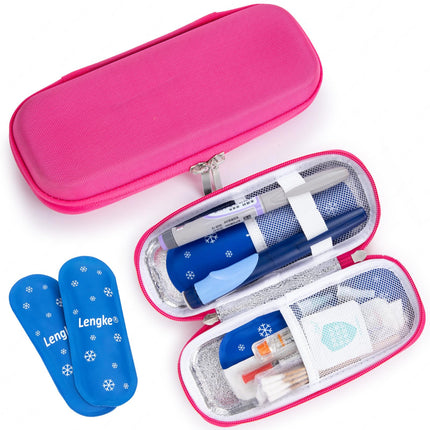 SUNMON Insulin Cooler Bag with 2 Reusable Ice Packs, Insulated Insulin Pen Cooler Bag, Portable Travel Bag for Diabetic Supplies, 4-6 Hour Cooling Medication Bag, 21.1 × 8.9 × 4.8 cm (Red)