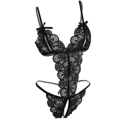 LEBENSFROH Sexy Lingerie Women's Underwear Set Lace Sexy Lingerie Transparent Babydoll Negligee Erotic Bodysuit Suspenders (S, Black)