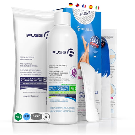 Mr. Fuss Callus Remover Solution for Gentle Callus Removal. Fast-Softening Lotion 250ml No. 4 in the Plus Pack. Foot Care Pedicure Set without Sanding with Instant Effect.