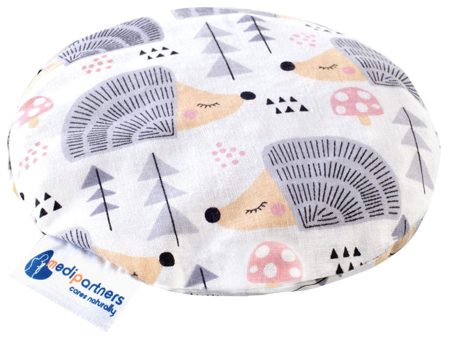 Medi Partners Cherry Stone Pillow Heat Pillow Grain Pillow for Babies 180g Round 15cm Eco Natural 100% Cotton Heat + Cold Therapy Massage Therapy (Hedgehog)