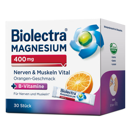Biolectra 400 mg Nerves &amp; Muscles Vital Orange, 30 tablets: For healthy nerves and relaxed muscles, with magnesium and B vitamins, high dosage