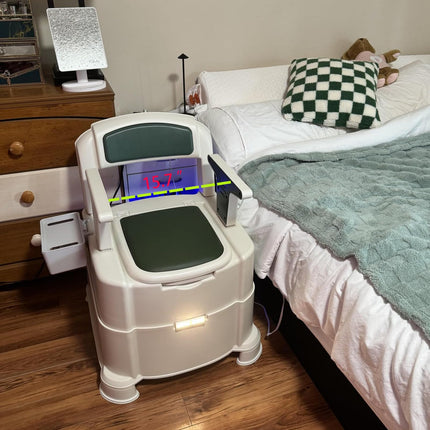 Hybodies Bedside Commode, Portable Toilet for Adults, Commode Chair for Toilet with Arms, Height Adjustable, 2 Toilets and Induction Night Light, Potty Chair for Elderly and Disabled