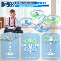 Wipkviey T18 Mini Drone for Kids, RC Quadcopter with Altitude Hold and Headless Mode, Drone with Blue and Green Lights and 360° Rotation for Boys Girls Beginners, 2 Batteries