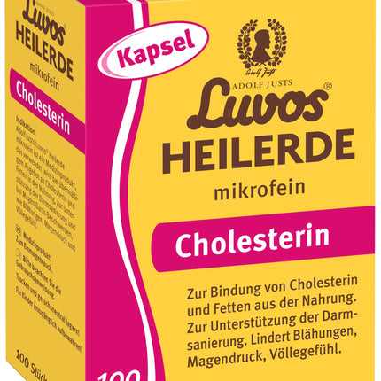 Luvos Healing Clay Microfine Capsules - Natural remedy for binding cholesterol and fats - Relieves flatulence, stomach pressure, and bloating - Supports intestinal cleansing - 100 Capsules