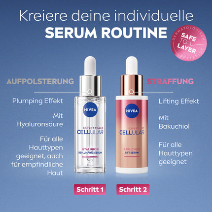 NIVEA Cellular Expert Filler Hyaluron Replumping Serum, light and fast-absorbing hyaluronic serum with Hydra Elixir, anti-aging facial care for smoothed wrinkles (30 ml)