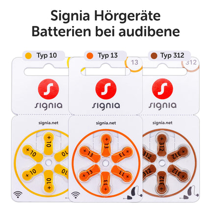 Siemens-Signia hearing aid batteries type 13 orange, batteries for hearing aids, 60-pack, Made in Germany, including FREE cleaning cloth, Wireless Approved, mercury-free
