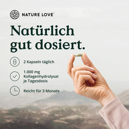 NATURE LOVE® Collagen Complex – 180 Capsules – with hyaluronic acid, biotin, selenium, zinc, vitamin C from acerola &amp; silicon from bamboo extract – high-dose collagen – laboratory-tested and produced in Germany
