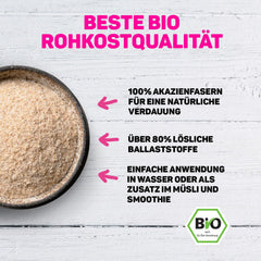 Lebepur Organic Acacia Fiber Vegan 125g, 90% fiber, tasteless and odorless, acacia fiber powder, gluten-free, no additives, high fiber content with 90g per 100g