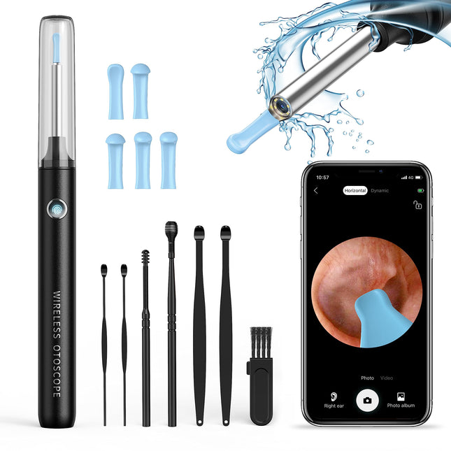 Earwax Remover Otoscope Hopefox 1080P WiFi Ear Cleaner, 360° Wide Angle Otoscope Camera for Adults, Children and Pets with Dust Cover