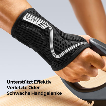 FREETOO Flexible-Lightweight Wrist Splint for Carpal Tunnel, Breathable Wrist Support with Tight-Fitting S-Shaped Splint, Adjustable Wrist Support for Sprains, Tendonitis