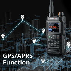 Radioddity GA-5WB IP67 Handheld Two-Way Radio, Long-Range Dual-Band Amateur Radio with APP Programming, Airband, Color Screen, GPS &amp; APRS, USB Rechargeable with 2600mAh Battery