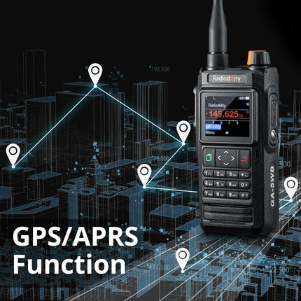 Radioddity GA-5WB IP67 Handheld Two-Way Radio, Long-Range Dual-Band Amateur Radio with APP Programming, Airband, Color Screen, GPS &amp; APRS, USB Rechargeable with 2600mAh Battery