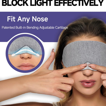 Mavogel Cotton Sleep Mask - Updated Design, Light-Blocking Eye Mask, Soft and Comfortable, Sleeping Eye Mask for Men and Women, for Travel, Shift Work, Includes Travel Bag