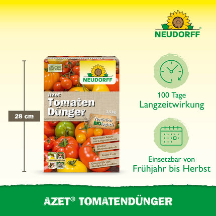 Neudorff Azet Tomato Fertilizer – Organic tomato fertilizer with mycorrhiza and natural immediate and long-term effects ensures aromatic tomatoes, 2.5 kg