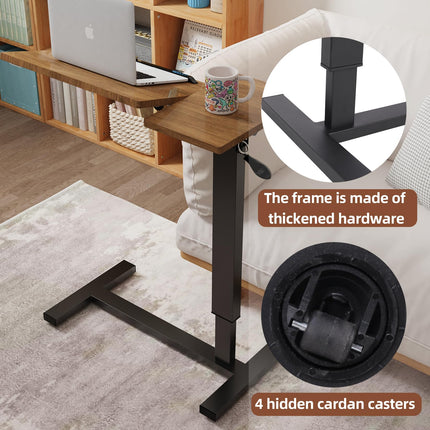 FATIVO Side Table Height Adjustable Overbed Table Foldable: 73.5-97 cm Nursing Table with Wheels Laptop Table with Tilting Desktop - Hospital Table Sofa Table for Living Room Bedroom 97x75.5x40.8 cm