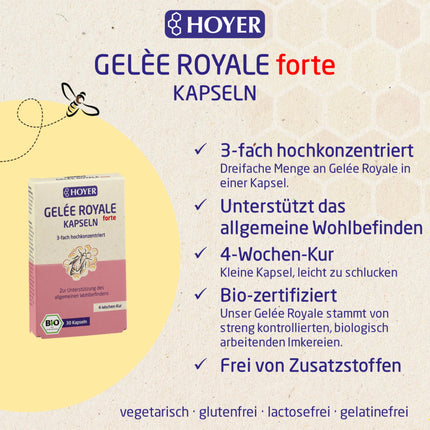 Hoyer Royal Jelly FORTE Capsules 30 Capsules, 1 Pack (1 x 12.2 g) - Organic