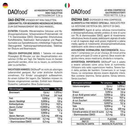 DAOfood - Dietary management for DAO deficiency - Dispenser 60 mini gastro-resistant tablets - DAO enzyme