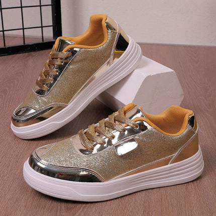 Hippie Shoes Women's Lace-Up Shoes Festive Patent Shoes Sequin Shoes Glitter Shoes Spring Non-Slip Glitter Sequins Flat Elegant Sneakers Trekking Shoes