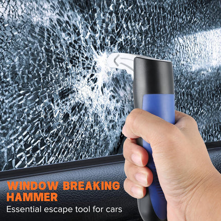 2-Piece Car Exit Aid - Car Handle for Seniors - Car Gadgets, Aluminum, 180KG Load Capacity, Rust Protection, with Safety Window Hammer Function, for Car, Motorhome, Truck Doors (Blue)
