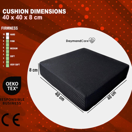 DaymandCare® | Anti-decubitus wheelchair seat cushion | Includes extra cover | Orthopedic anti-decubitus | Orthopedic seat cushion | Decubitus seat cushion | Viscoelastic + gel | Gaming chair