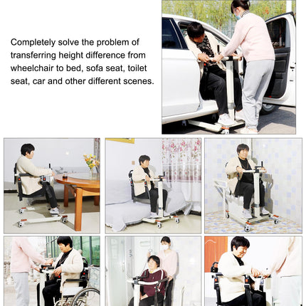 Patient lift transfer chair for seniors, height/width adjustable, patient lift wheelchair for car, portable bedside toilet shower chair for the elderly