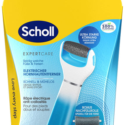 Scholl Expert Care, callus removal for silky soft feet, electric callus remover fast &amp; effortless (with sea mineral roller for precise results, 1 device including roller) 1 piece
