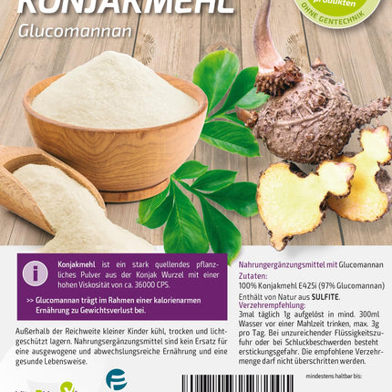 Vita2You Konjac Flour 250g - Fine Glucomannan Powder - Gluten-Free - Konjac Root - Zip Bag - Premium Quality