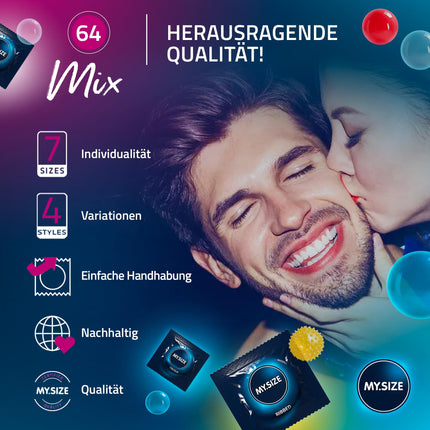 My.Size Mix condoms size 6, 64 mm, large pack, contents 28 pieces