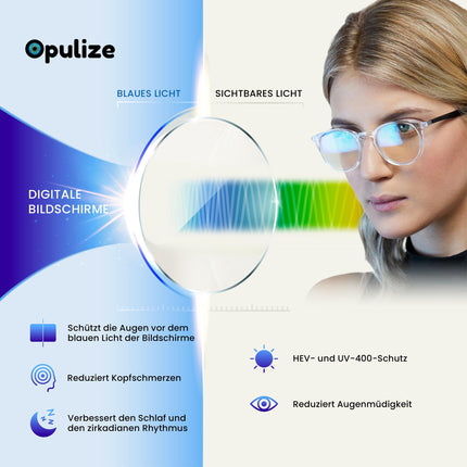 OPULIZE Met Glasses Blue Light Filter Slim Round Frame Spring Hinges Improves Sleep Computer Glasses Gaming Anti-Glare Black Men Women B60-1 +0.00