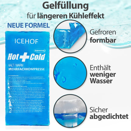 ICEHOF cooling pad with fleece cover - Cuddly soft, long cooling time - cooling pack gel cooling pack cooling gel cooling compress cold compress cooling compresses cooling bag ice pack blue