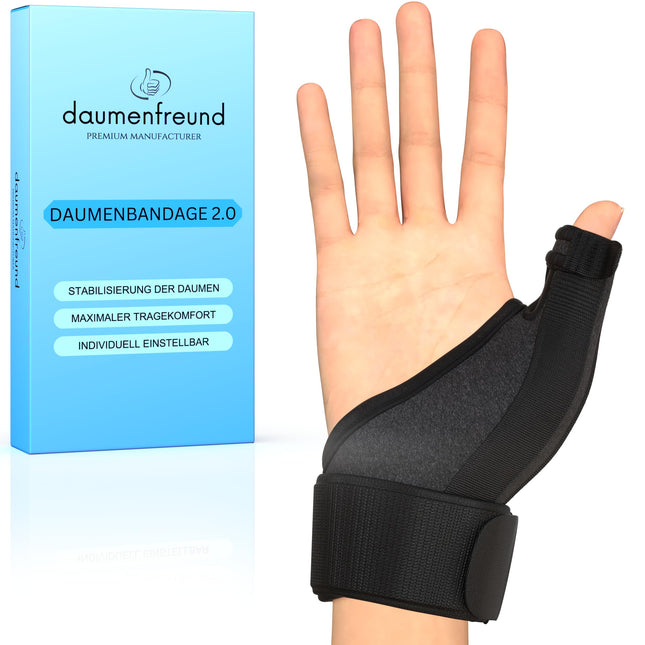 DAUMENFREUND© Premium Thumb Bandage Right &amp; Left - NEW 2025 - Thumb Splint Hand Splint Thumb Orthosis Hand Bandage Wrist EXTRA STABLE - Orthosis Thumb Saddle Joint Bandage Thumb Thumb Support