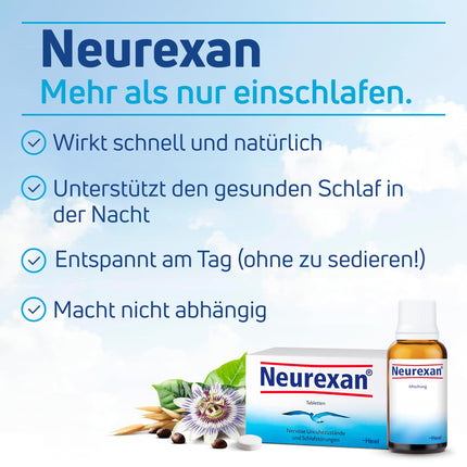 Neurexan Tablets 100 – The natural alternative to sleeping pills | Sleep aid for nervous restlessness and sleep disorders | Calms and relaxes during the day – promotes sleep at night