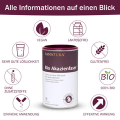 3 x 180 g Sanatura Acacia Fiber Powder Organic – 540 g – valuable fiber source from acacia fiber – soluble fiber – vegan, gluten-free and fructose-free – well tolerated