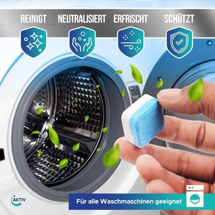 Active 24x Washing Machine Cleaner Tabs extra strong against odor &amp; limescale - Washing machine cleaner with formula for deep cleaning - Washing machine hygiene cleaning 1 year supply