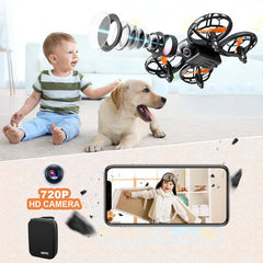 4DRC Mini Drone with 720P HD Camera for Kids, FPV 2.4G WiFi, Enhanced Propeller Guard, 3D Flip, Fight Mode, Gravity Induction, Altitude Hold, Headless Mode, One Key Take-Off/Landing,