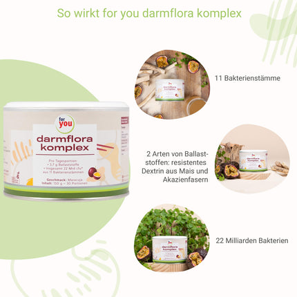 for you intestinal flora complex passion fruit - intestinal treatment with 11 bacterial strains, 22 billion germs per serving &amp; 2 types of fiber: resistant dextrin from corn &amp; acacia fiber - no additives