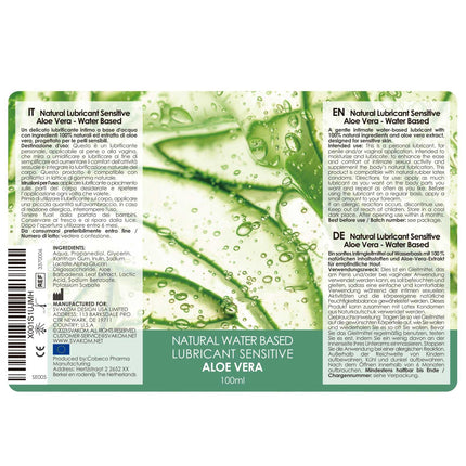 Neutral water-based lubricant, water-based lubricant, water-based lubricant with nourishing aloe vera extracts, 100 ml lubricant gel lubrication water-based, water-based lube, lubricant