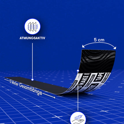 Kintex Kinesiology Tape Classic, 5 cm x 5 m, skin-friendly &amp; waterproof kinesiology tape, physio tape, medical tape, for sports &amp; physiotherapy (beige)