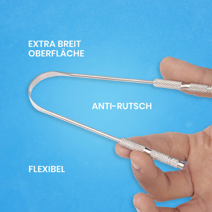 HOKIN Tongue Scraper for Adults Tongue Cleaner Stainless Steel Bad Breath Fight 100% Metal Tongue Scraper Cleaner Men and Women Tongue Brush Oral Hygiene Product (2Pcs Oral Care Pack)