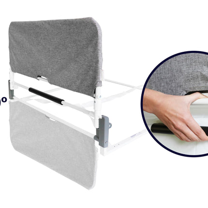 KMINA - Bed rail fall protection foldable 90 to 180 cm, adjustable stand-up aid bed seniors, foldable adults